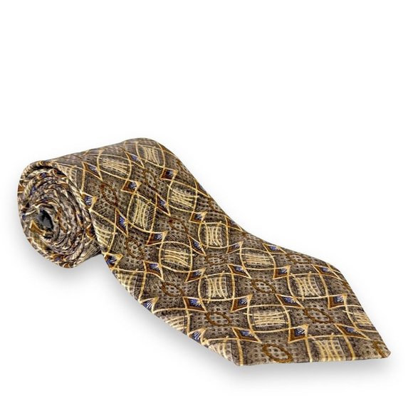 Robert Talbott BOC Men's Tie Size 4 x 58.5 Brown Gold Blue 100% Silk Jacobson's - Picture 2 of 11